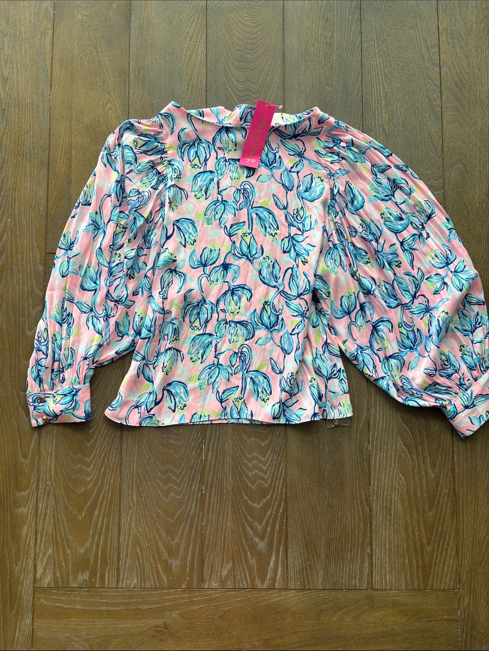 Lilly Pulitzer Sweet Pea Pink Floral Top with Blue Pattern